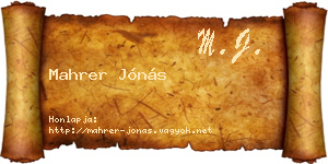 Mahrer Jónás névjegykártya
